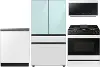 Samsung Bespoke 4 Piece Gas Appliance Package - White and Morning Blue Glass