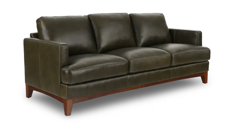 Veridian Olive Green Leather Sofa