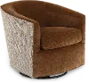 Milano Caramel Velvet and Beige Tweed Swivel Glider