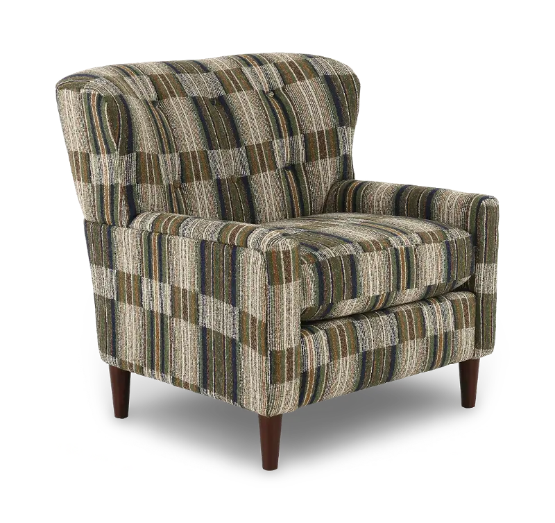 Cash Green and Brown Plaid Accent Chair