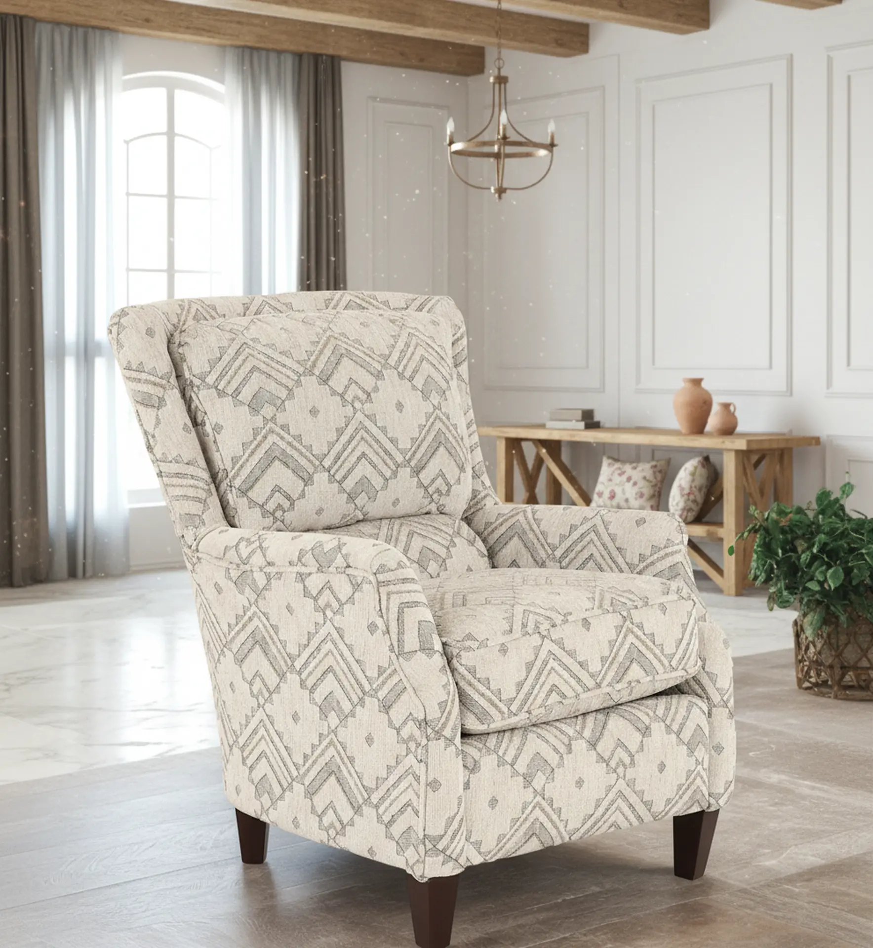 Loren Fog Gray Geometric Accent Chair-2