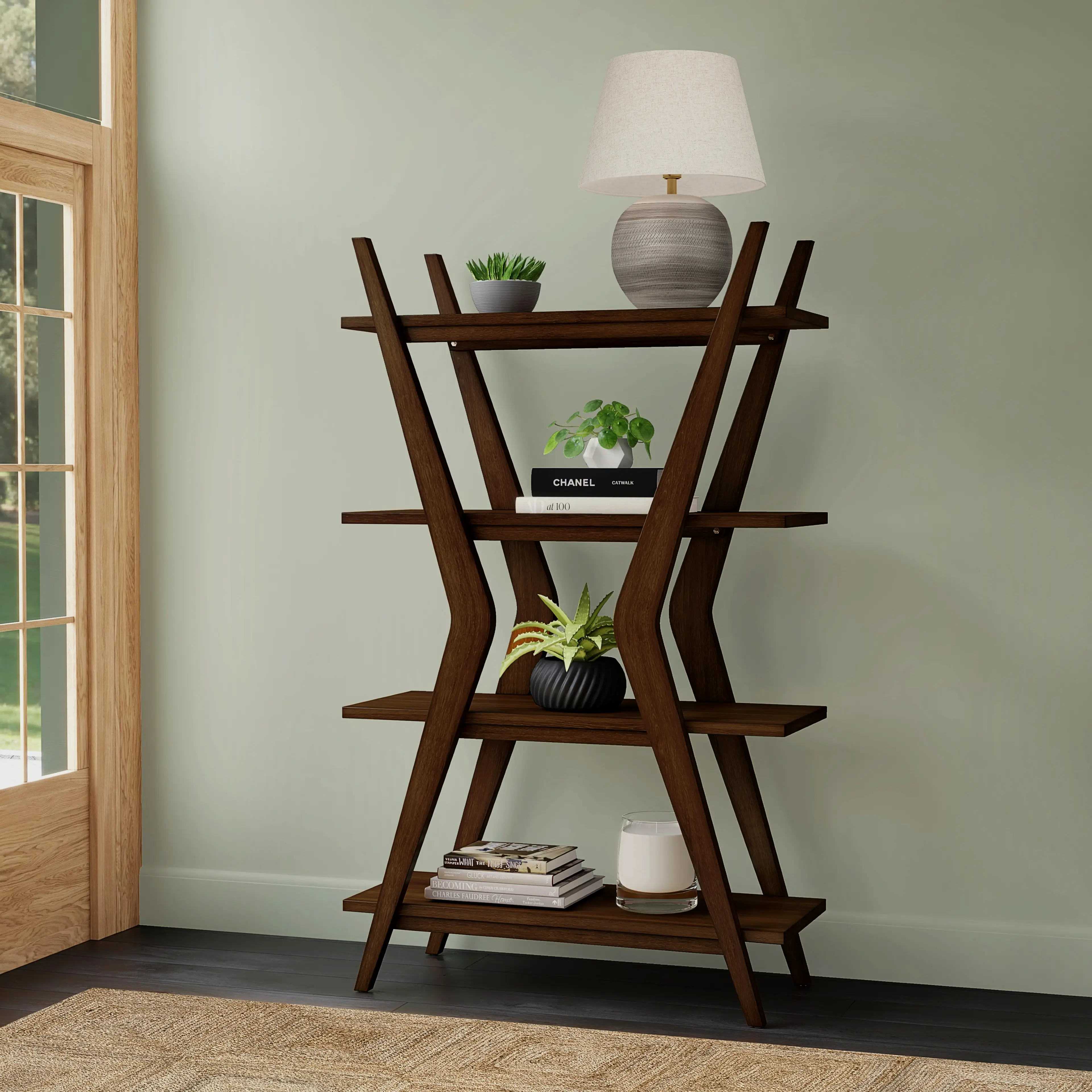 Estraton Walnut Brown Bookcase-2