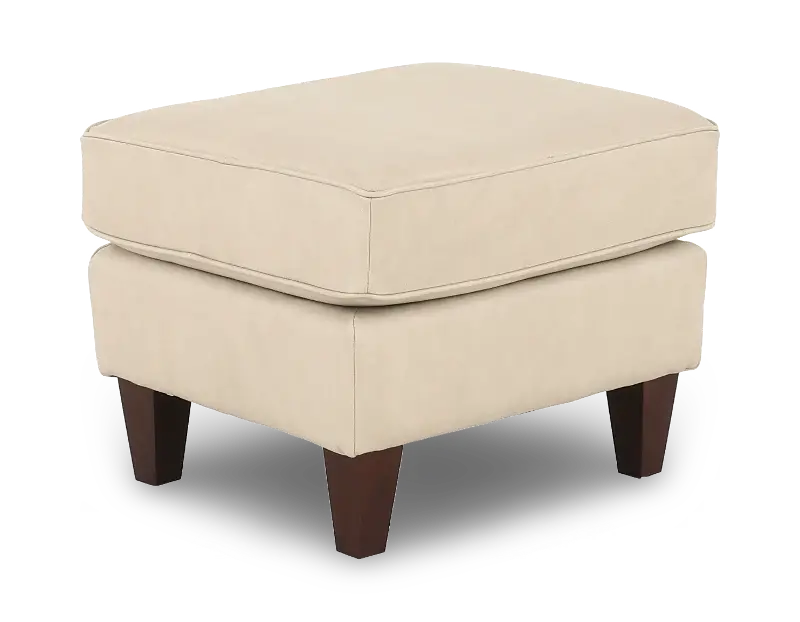 Louis Cream Leather Ottoman