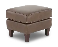Louis Caribou Brown Leather Ottoman
