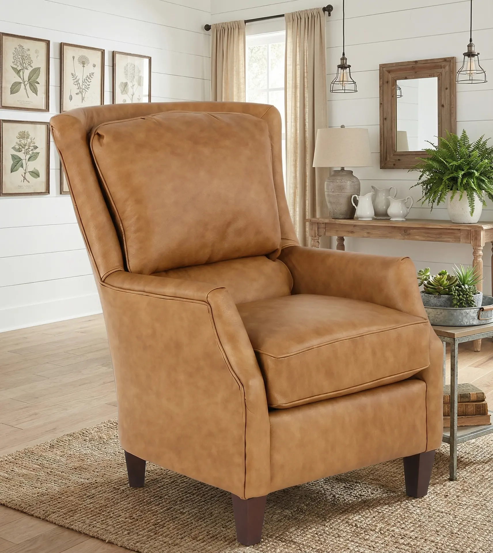 Louis Saddle Brown Leather Accent Chair-13