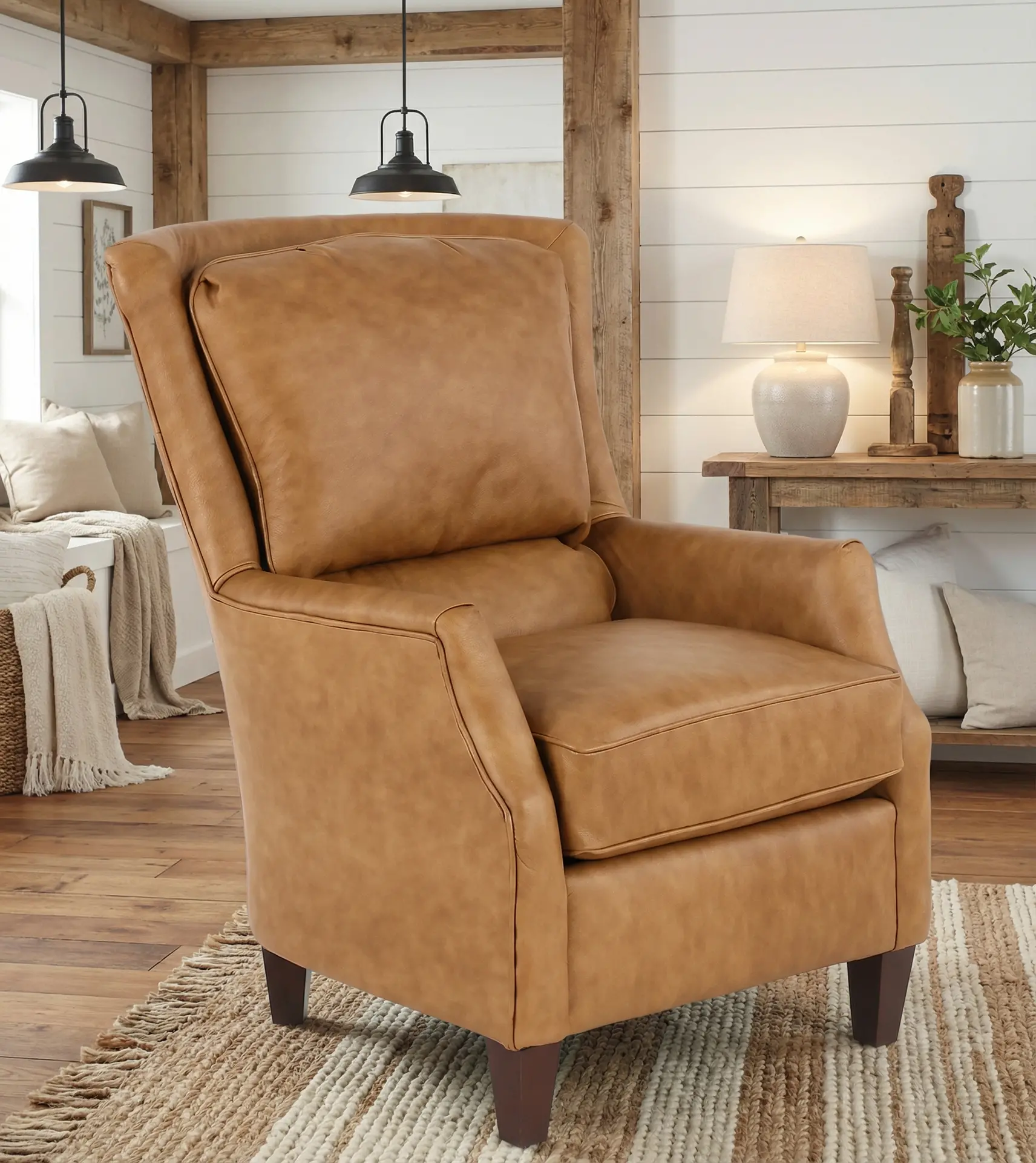 Louis Saddle Brown Leather Accent Chair-17