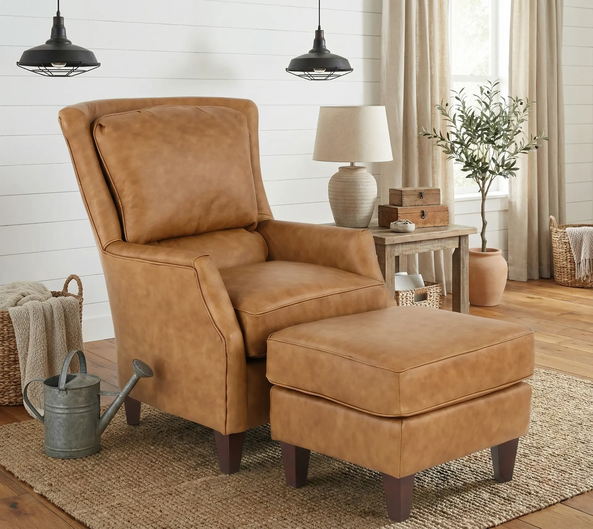 Louis Saddle Brown Leather Accent Chair-2
