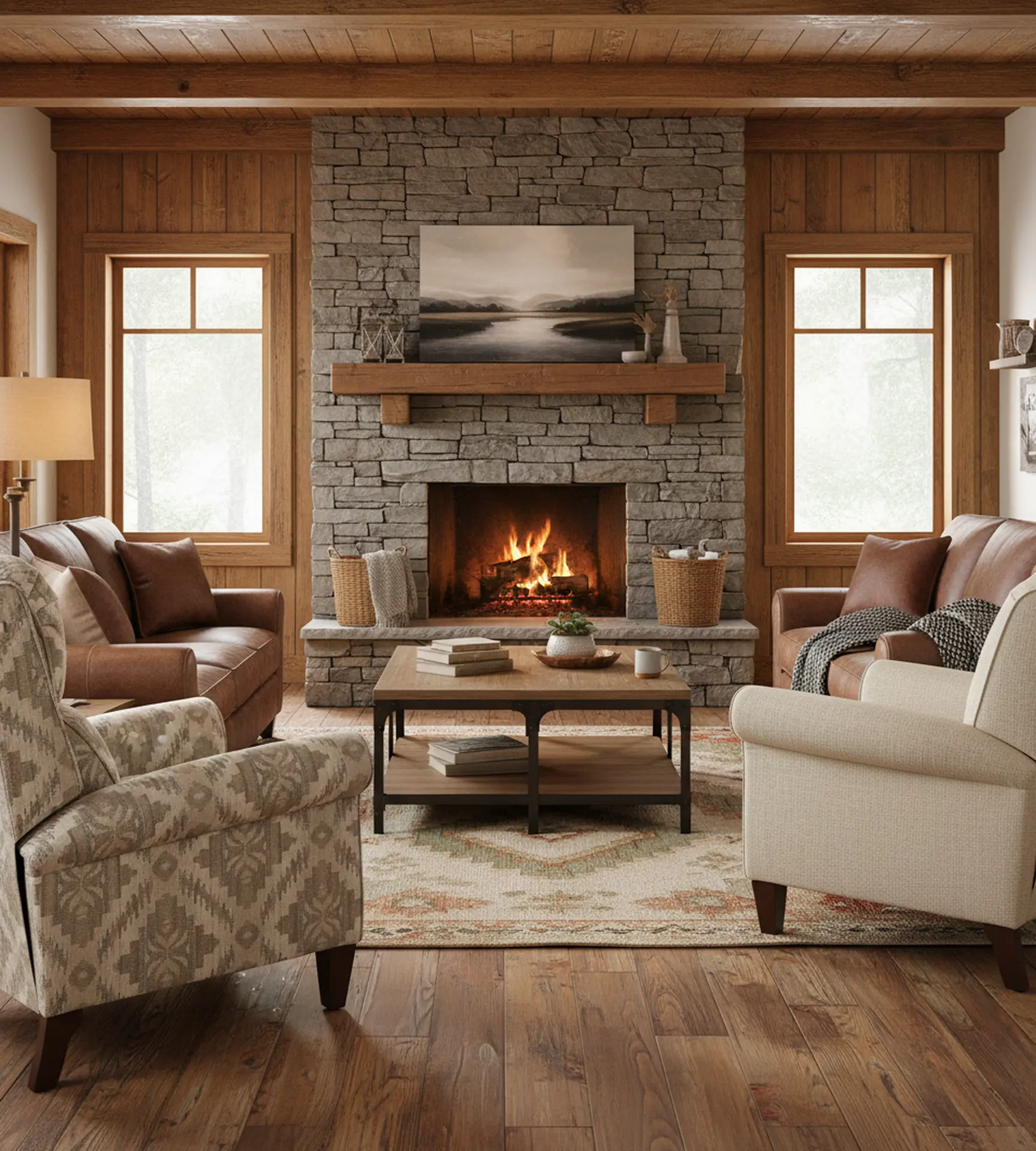 Kenzie Gray and Beige Patterned Push Back Recliner-12