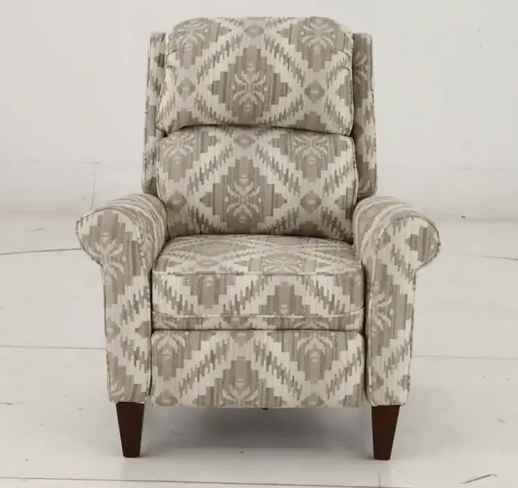 Kenzie Gray and Beige Patterned Push Back Recliner-13
