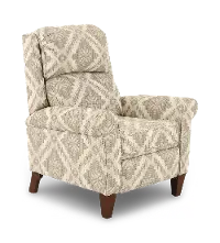 Kenzie Gray and Beige Patterned Push Back Recliner