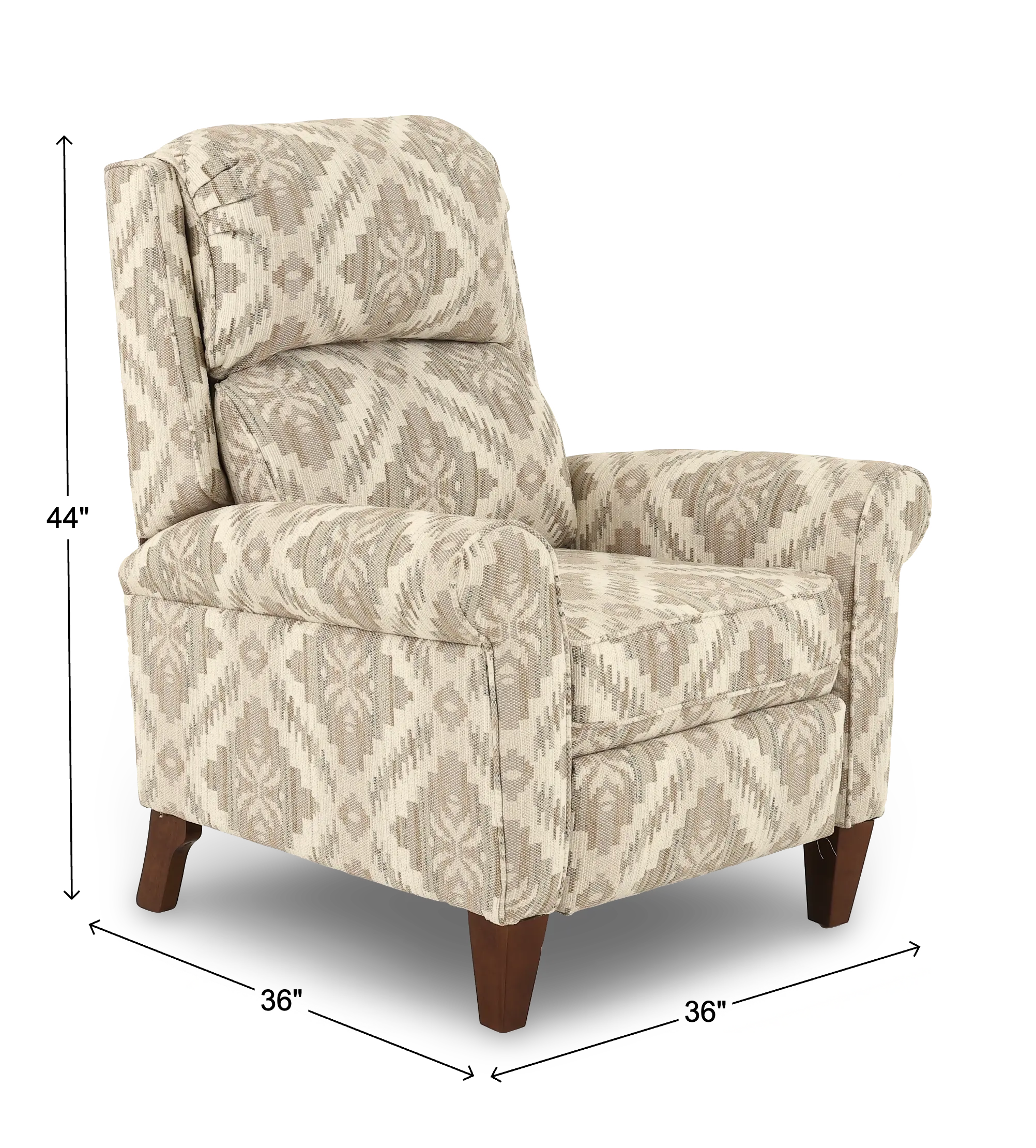 Kenzie Gray and Beige Patterned Push Back Recliner-3
