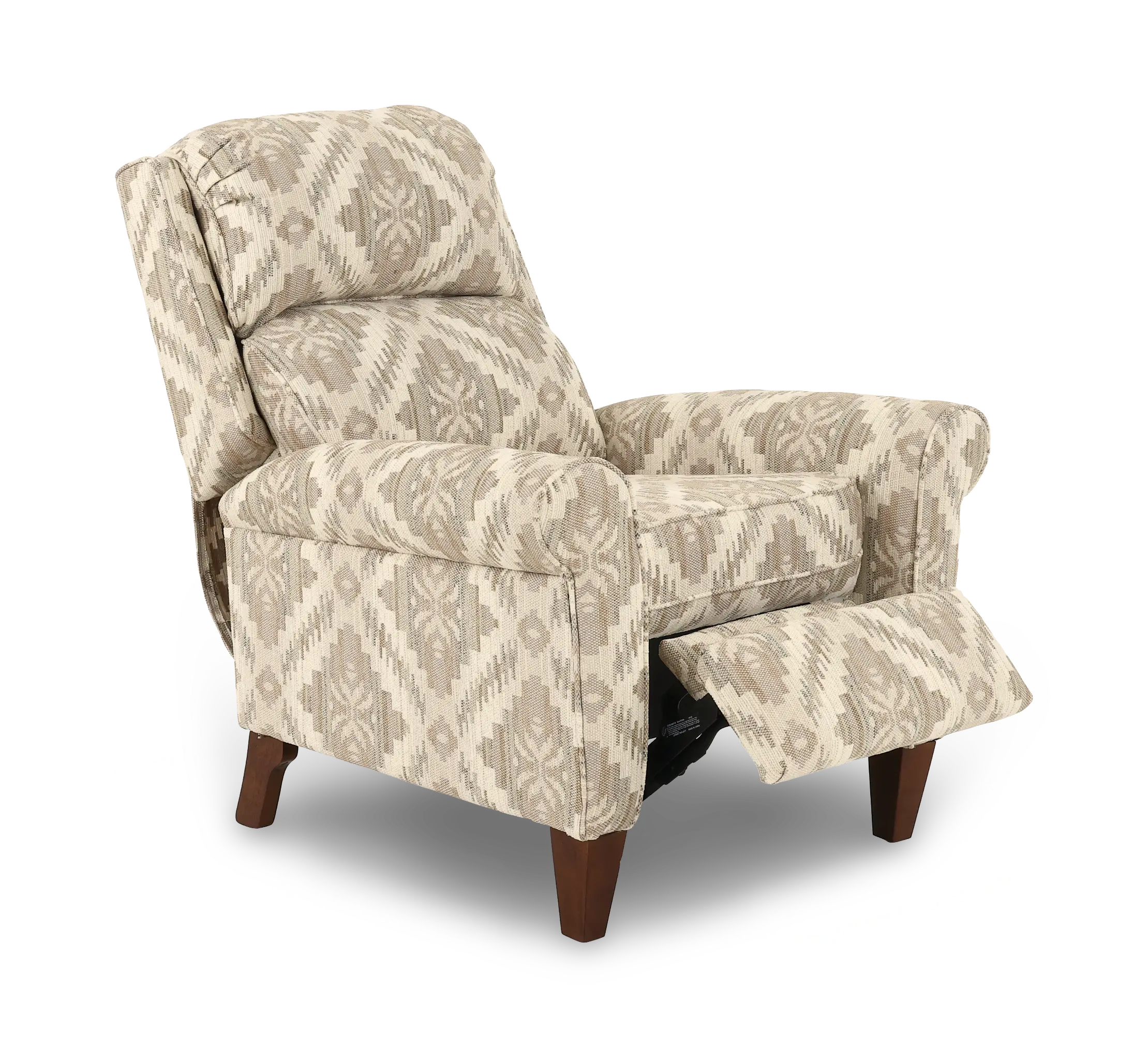 Kenzie Gray and Beige Patterned Push Back Recliner-5
