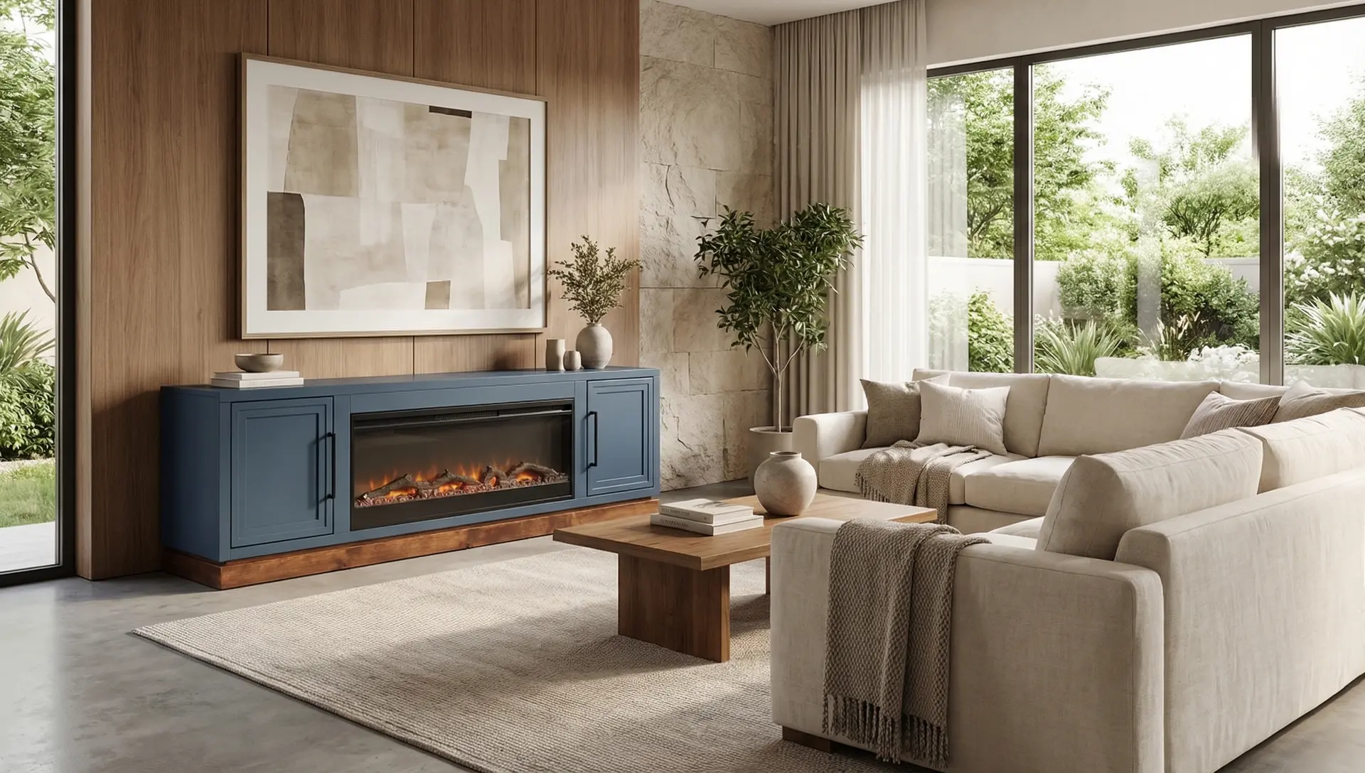 Nora Blue 78  Fireplace Console-2