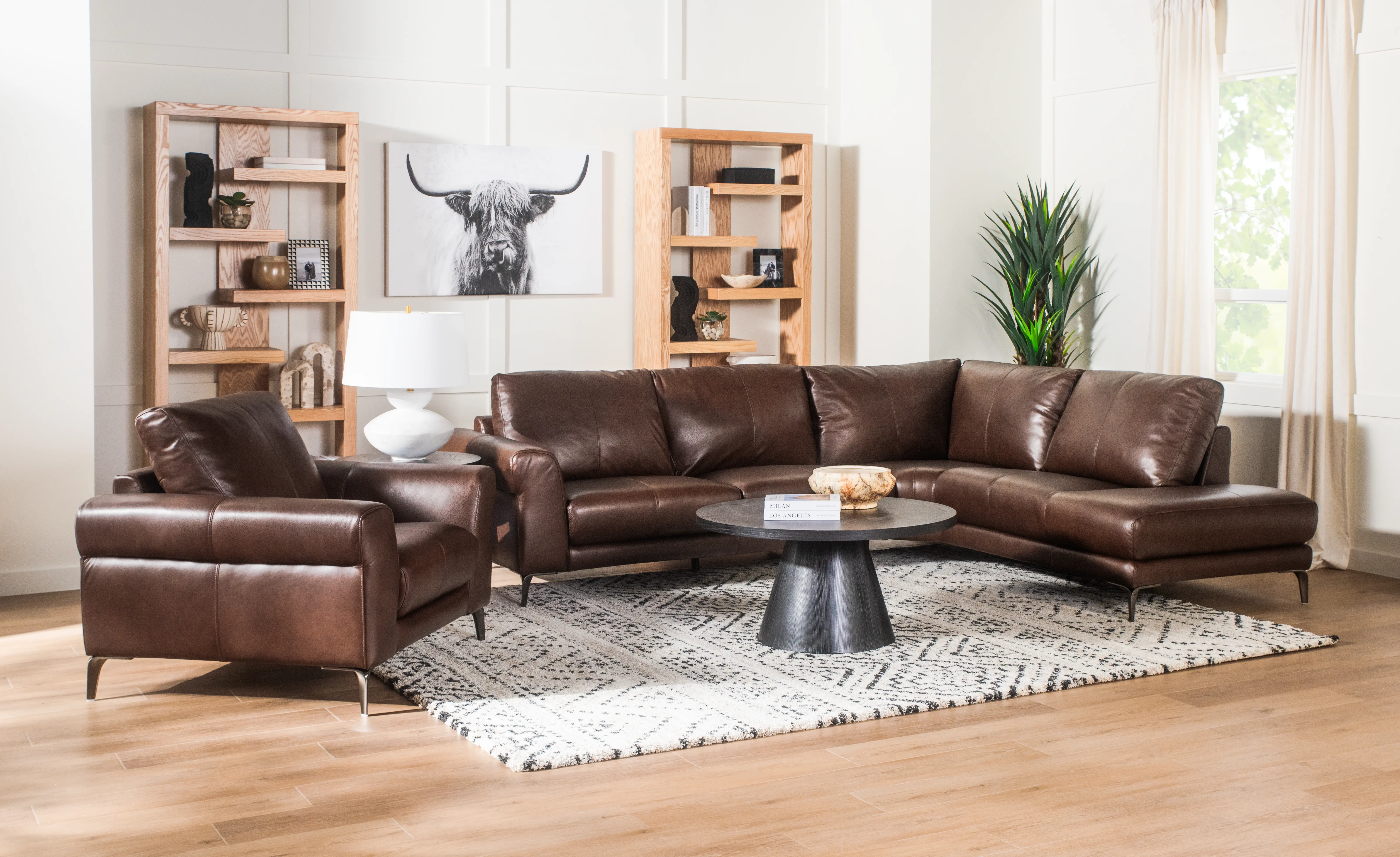 Marcelle Tobacco Brown Leather Accent Chair-2