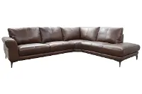 Marcelle Tobacco Brown Leather 2-Piece Right-Facing Sectional with Chaise