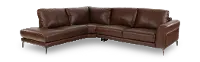 Marcelle Tobacco Brown Leather 2-Piece Left-Facing Sectional with Chaise