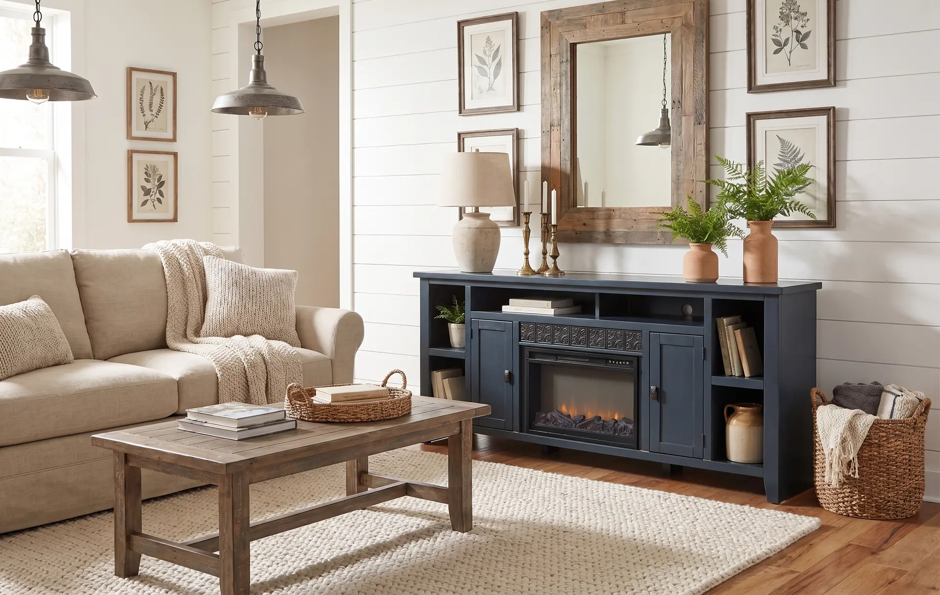 AG Blue 84  Fireplace Console-2