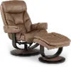 Genova Mocha Brown Leather Euro Chair and Ottoman