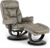 Genova Slate Gray Leather Euro Chair and Ottoman