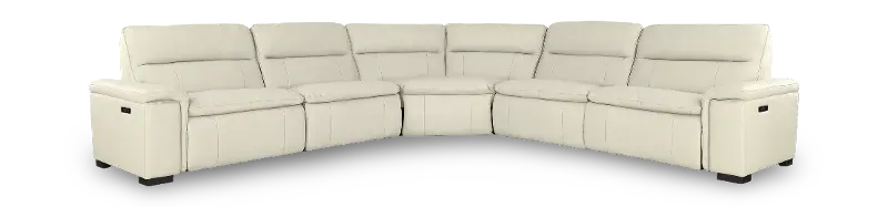 Porto Off-White Leather 5-Piece Power Reclining Sectional