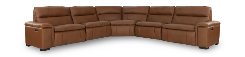 Porto Walnut Brown Leather 5-Piece Power Reclining Sectional