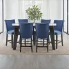 Carrara Marble and Blue 7-Piece Counter-Height Dining Set