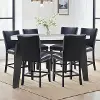 Carrara Marble and Black 7-Piece Counter-Height Dining Set