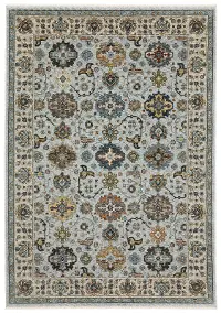 Aberdeen 8 x 11 Blue and Ivory Area Rug