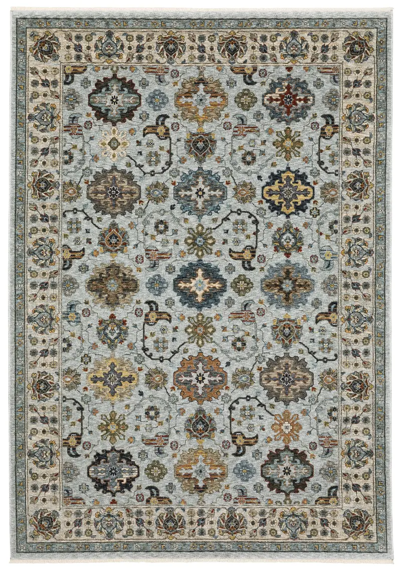 Aberdeen 10 x 13 Blue and Ivory Area Rug