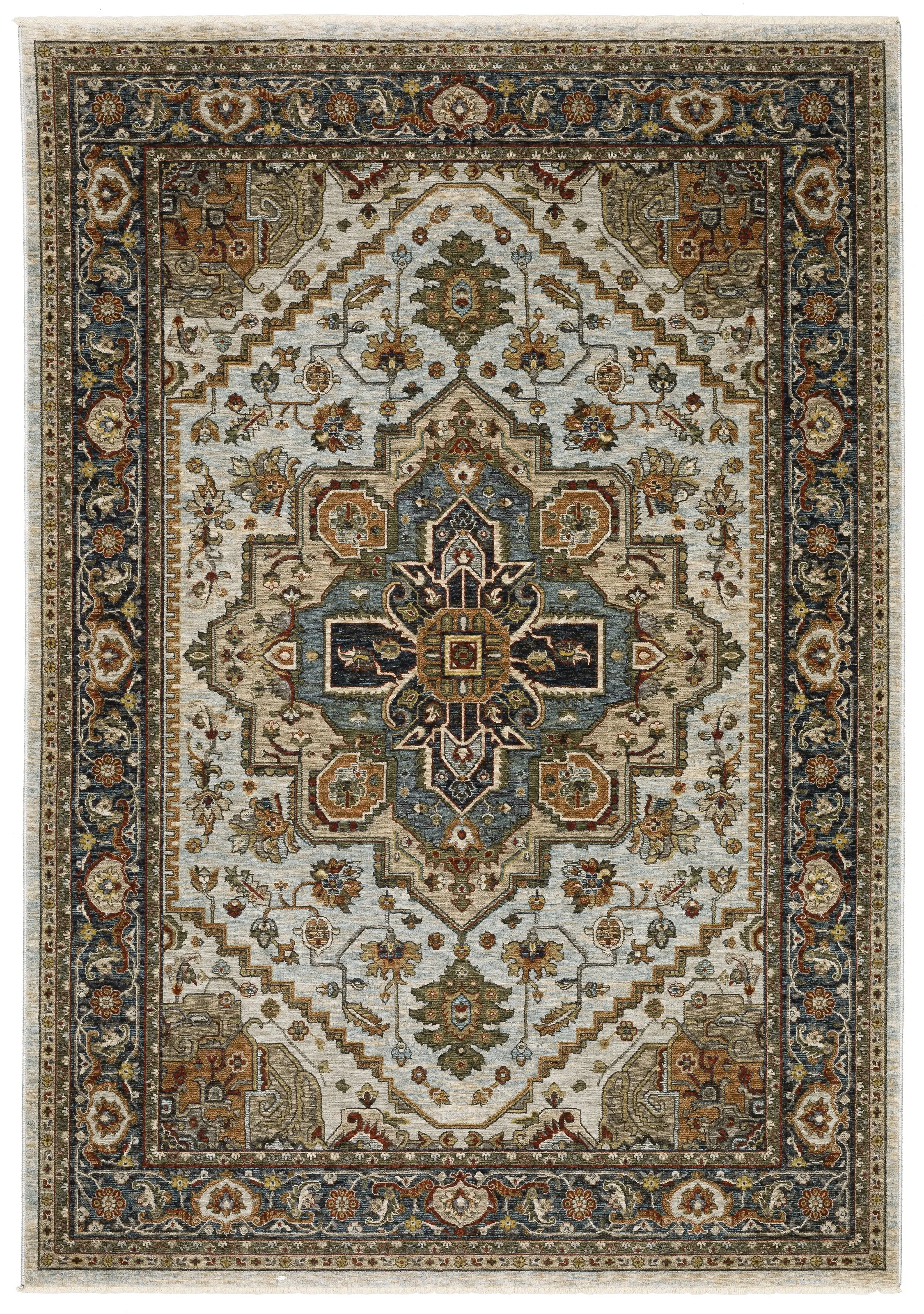 Aberdeen 10 x 12 Ivory and Blue Area Rug-1