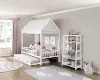 Skylar White Twin Canopy Bed with Trundle