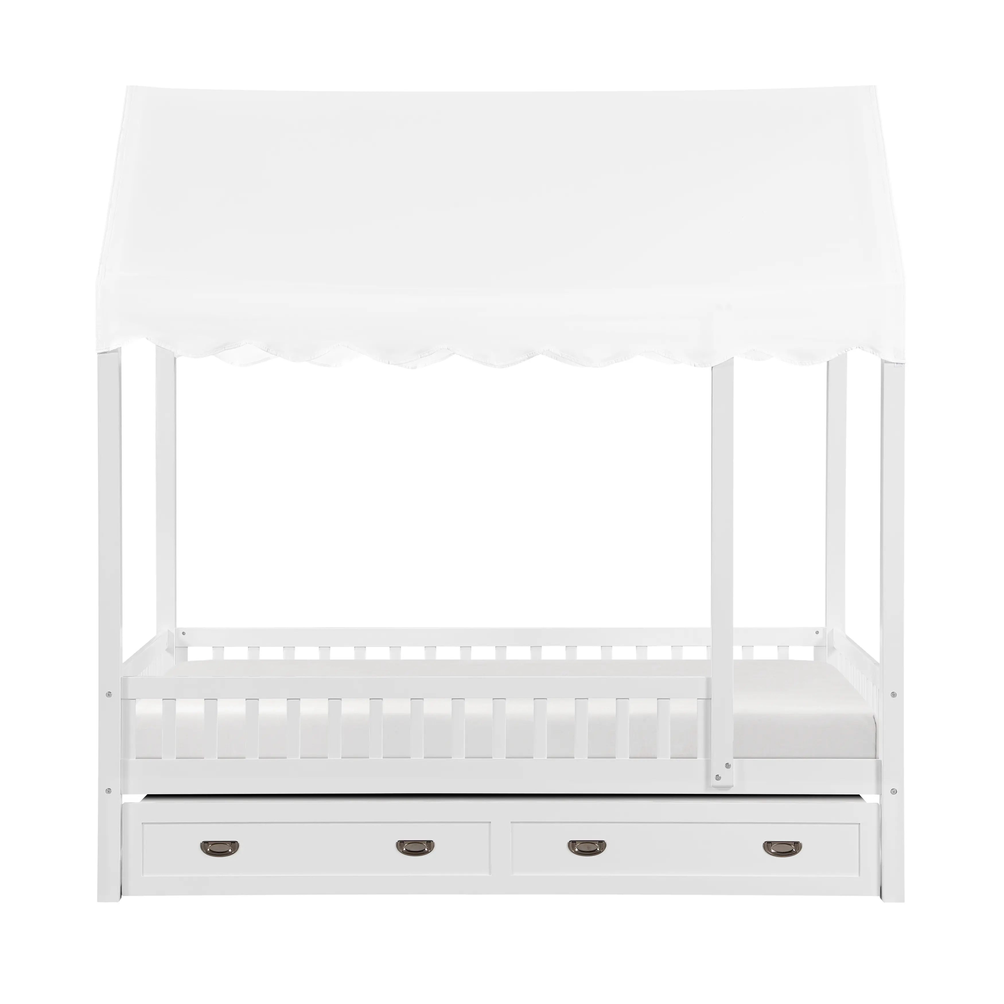 Skylar White Twin Canopy Bed with Trundle-2