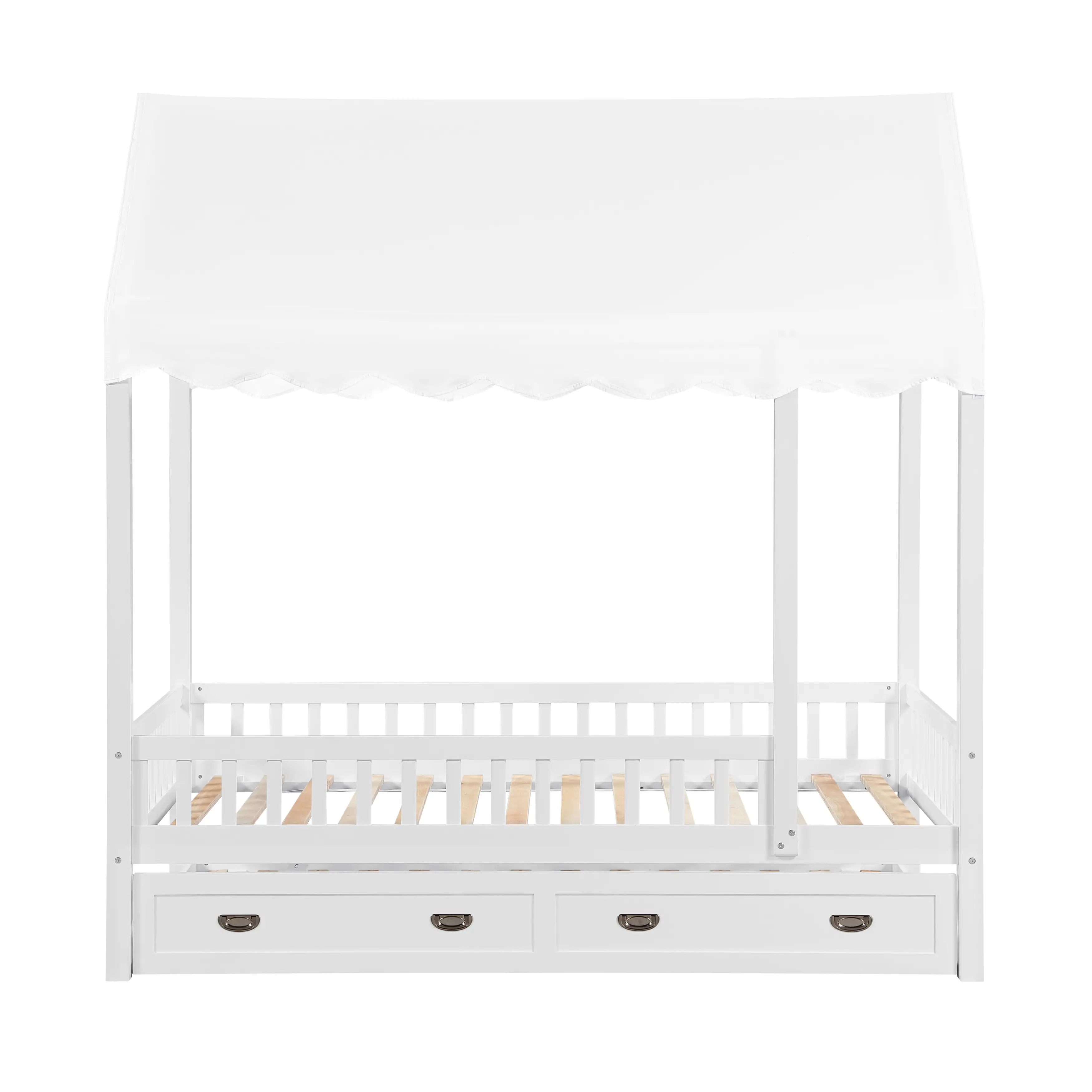 Skylar White Twin Canopy Bed with Trundle-5