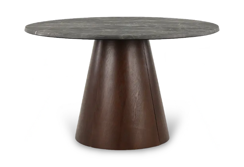 Frankling Dark Oak Faux Marble Round Table