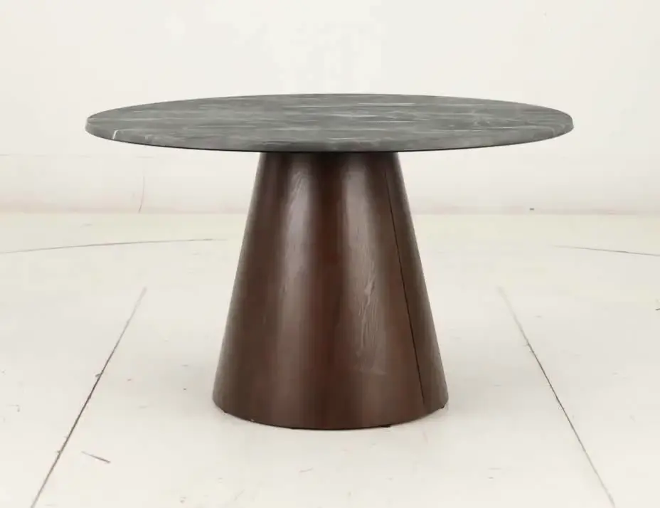 Frankling Dark Oak Faux Marble Round Table-4