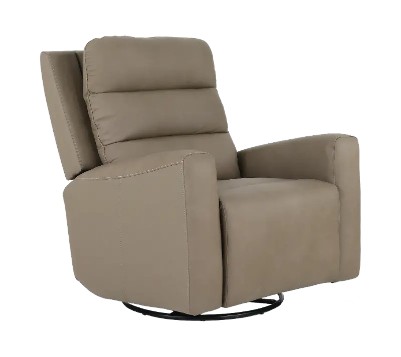 Owen Dust Gray Leather Power Swivel Glider Recliner