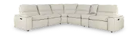 Owen Pebble White Leather 6-Piece Power Reclining Sectional
