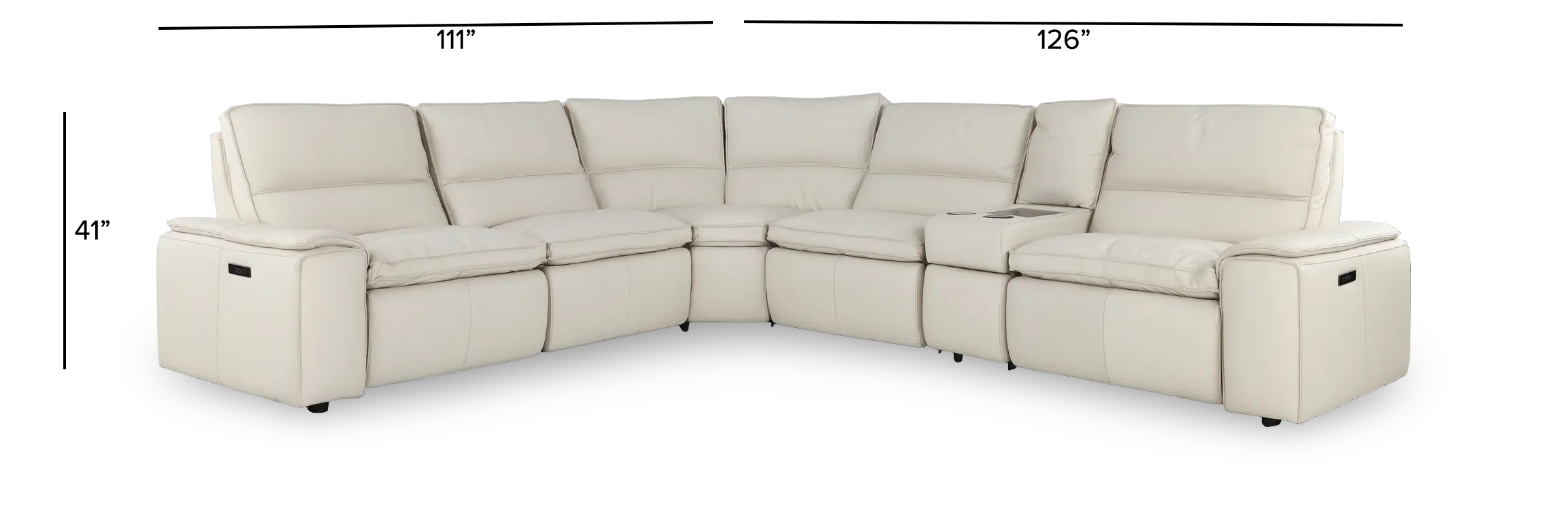 Owen Pebble White Leather 6-Piece Power Reclining Sectional-3