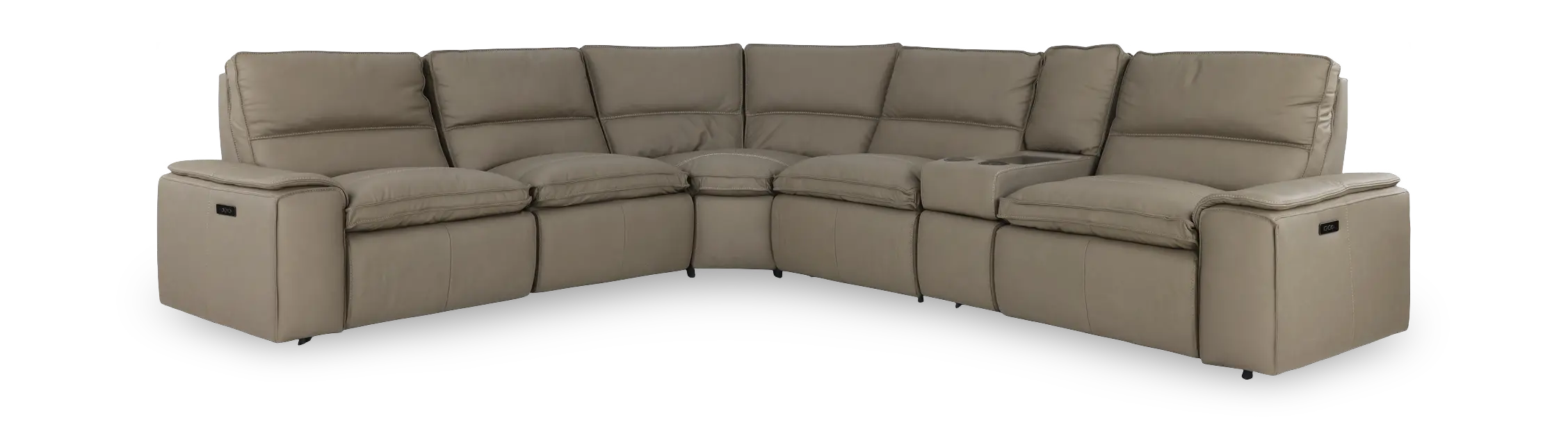 Owen Dust Gray Leather 6-Piece Power Reclining Sectional-1