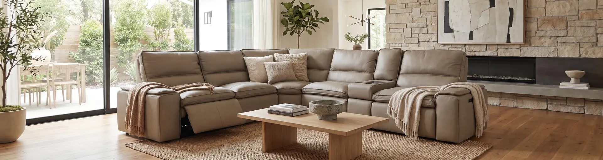 Owen Dust Gray Leather 6-Piece Power Reclining Sectional-2