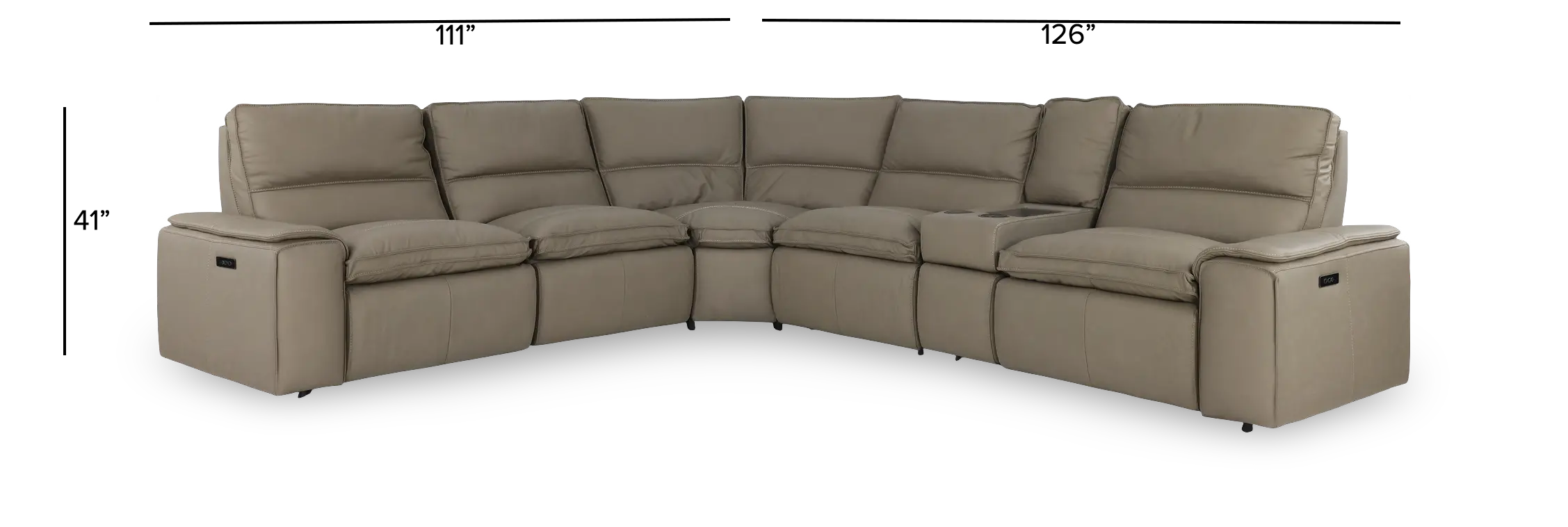 Owen Dust Gray Leather 6-Piece Power Reclining Sectional-3