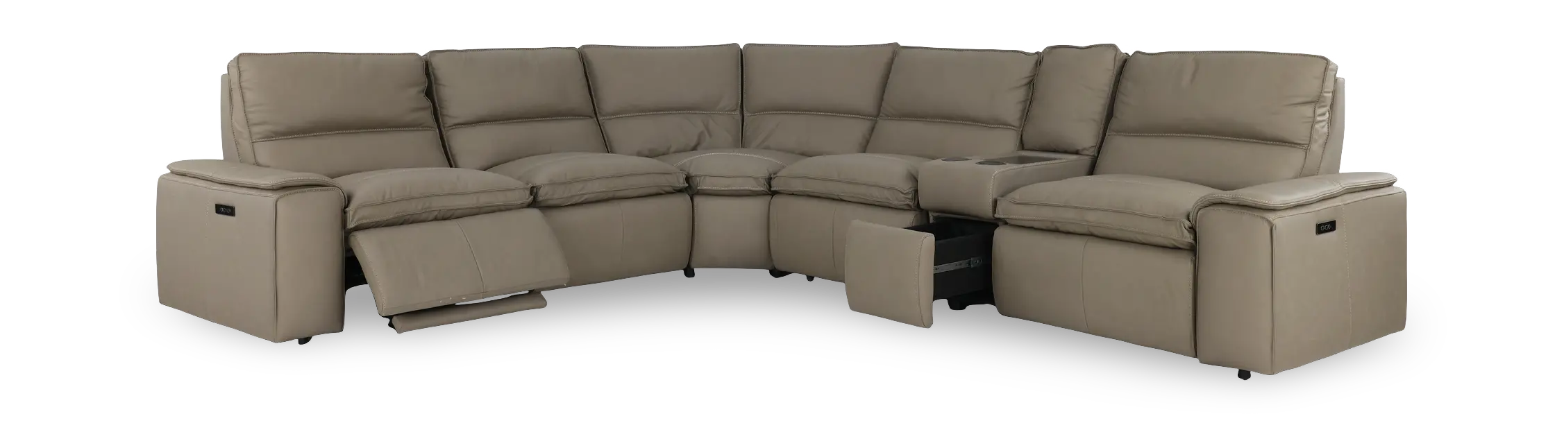 Owen Dust Gray Leather 6-Piece Power Reclining Sectional-4