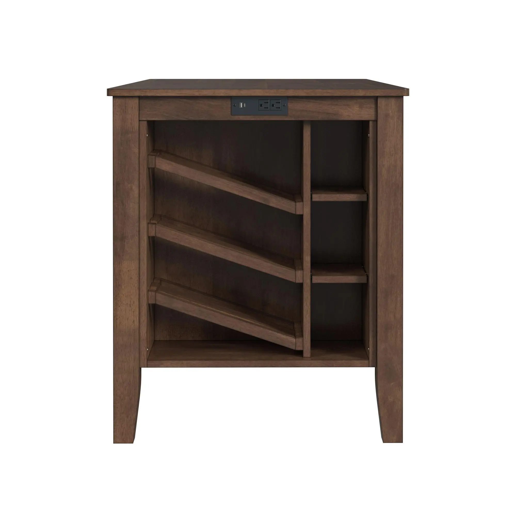 Santa Barbara Walnut Island with 2 Dark Gray Bar Stools-10