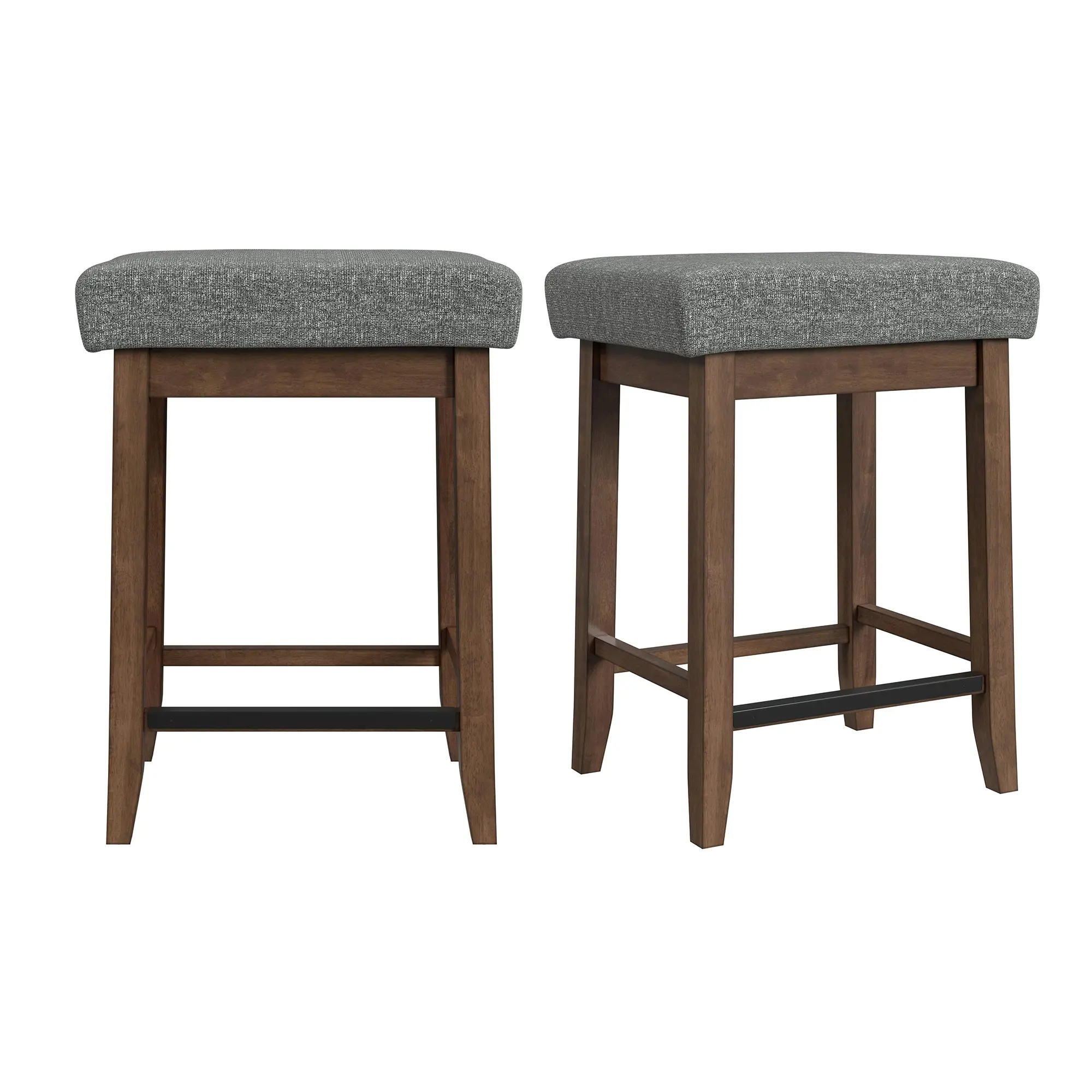 Santa Barbara Walnut Island with 2 Dark Gray Bar Stools-3