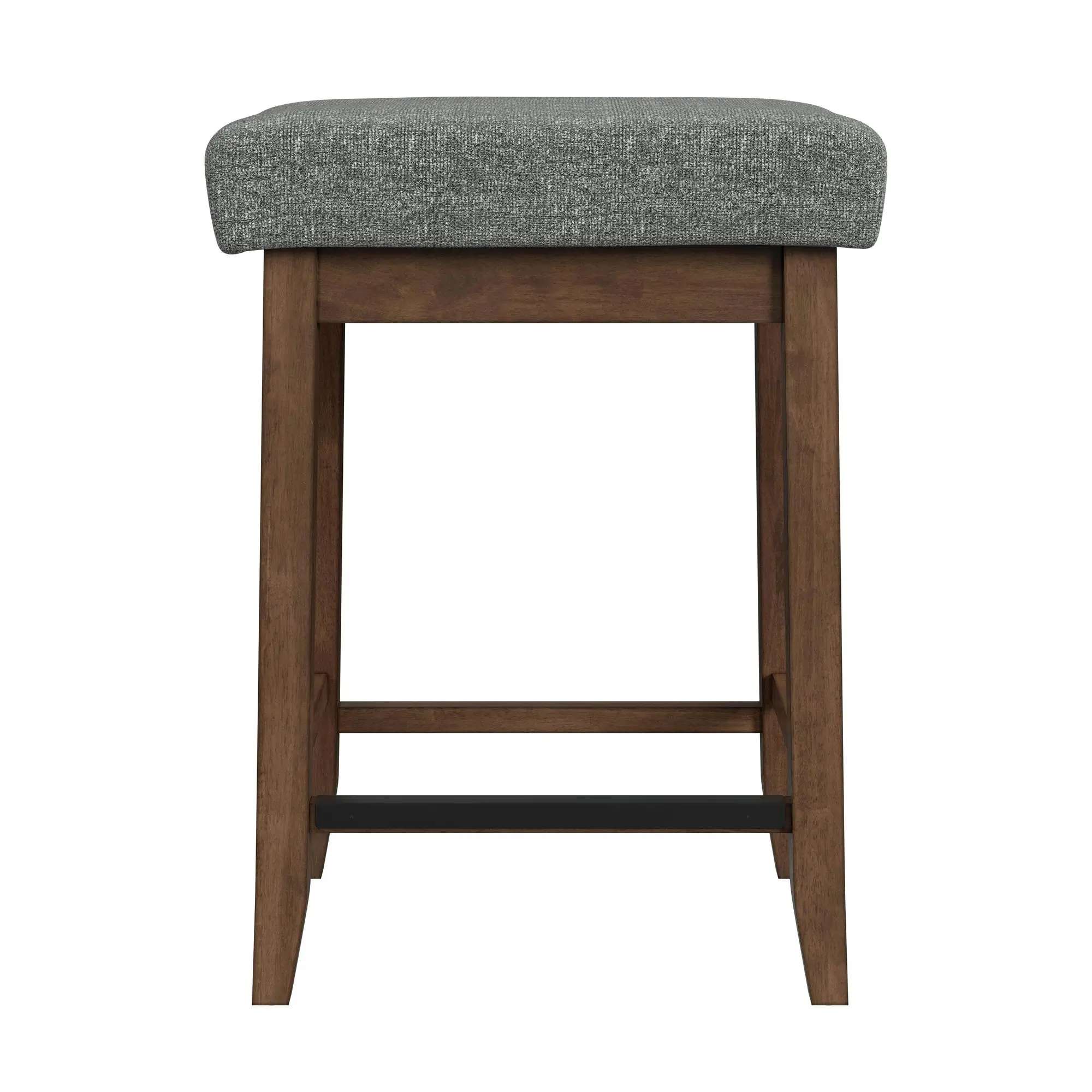 Santa Barbara Walnut Island with 2 Dark Gray Bar Stools-4