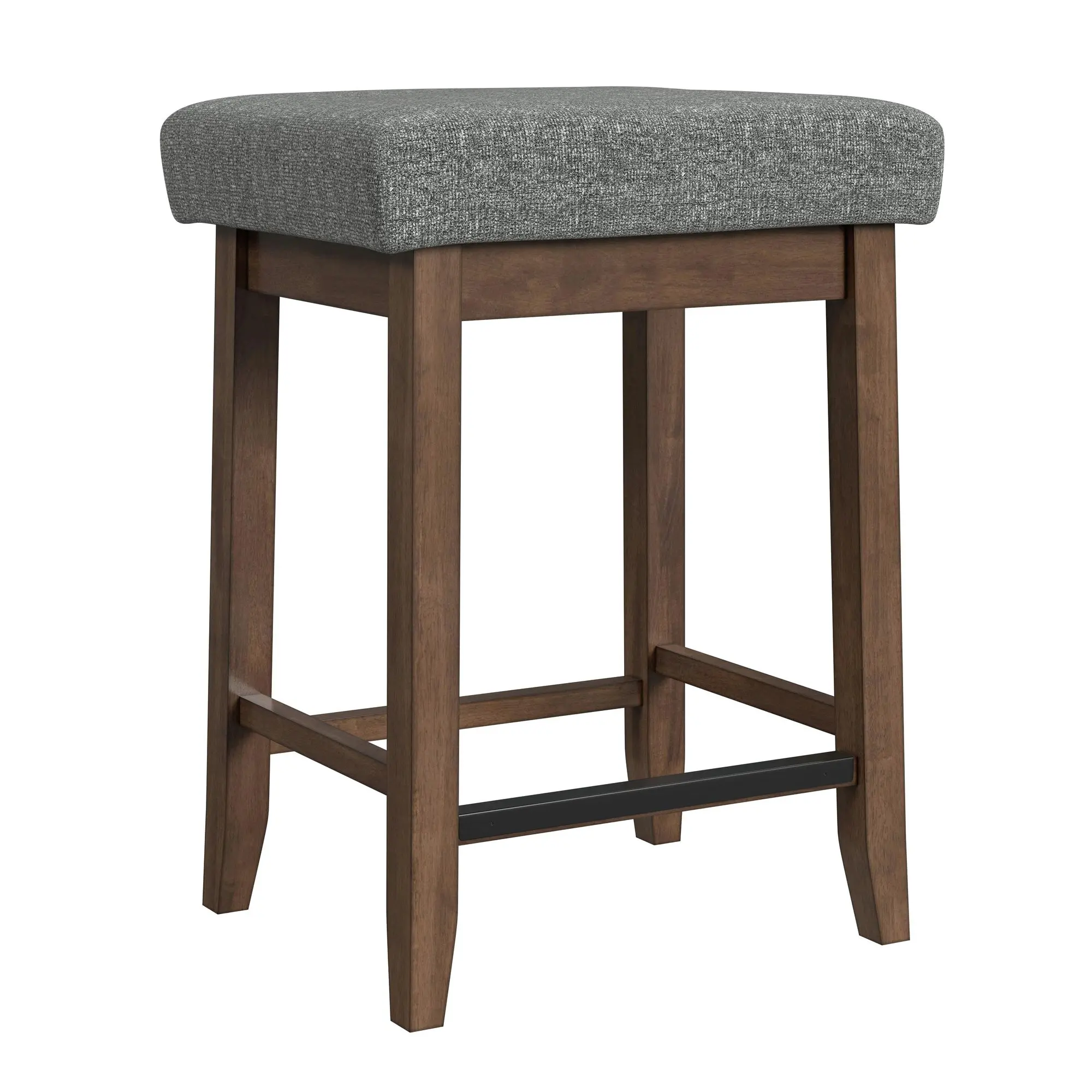 Santa Barbara Walnut Island with 2 Dark Gray Bar Stools-6