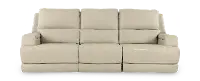 Rushton White Leather Triple Power Reclining Sofa