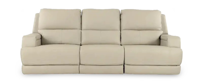 Rushton White Leather Triple Power Reclining Sofa