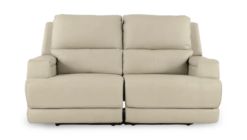 Rushton White Leather Power Reclining Loveseat