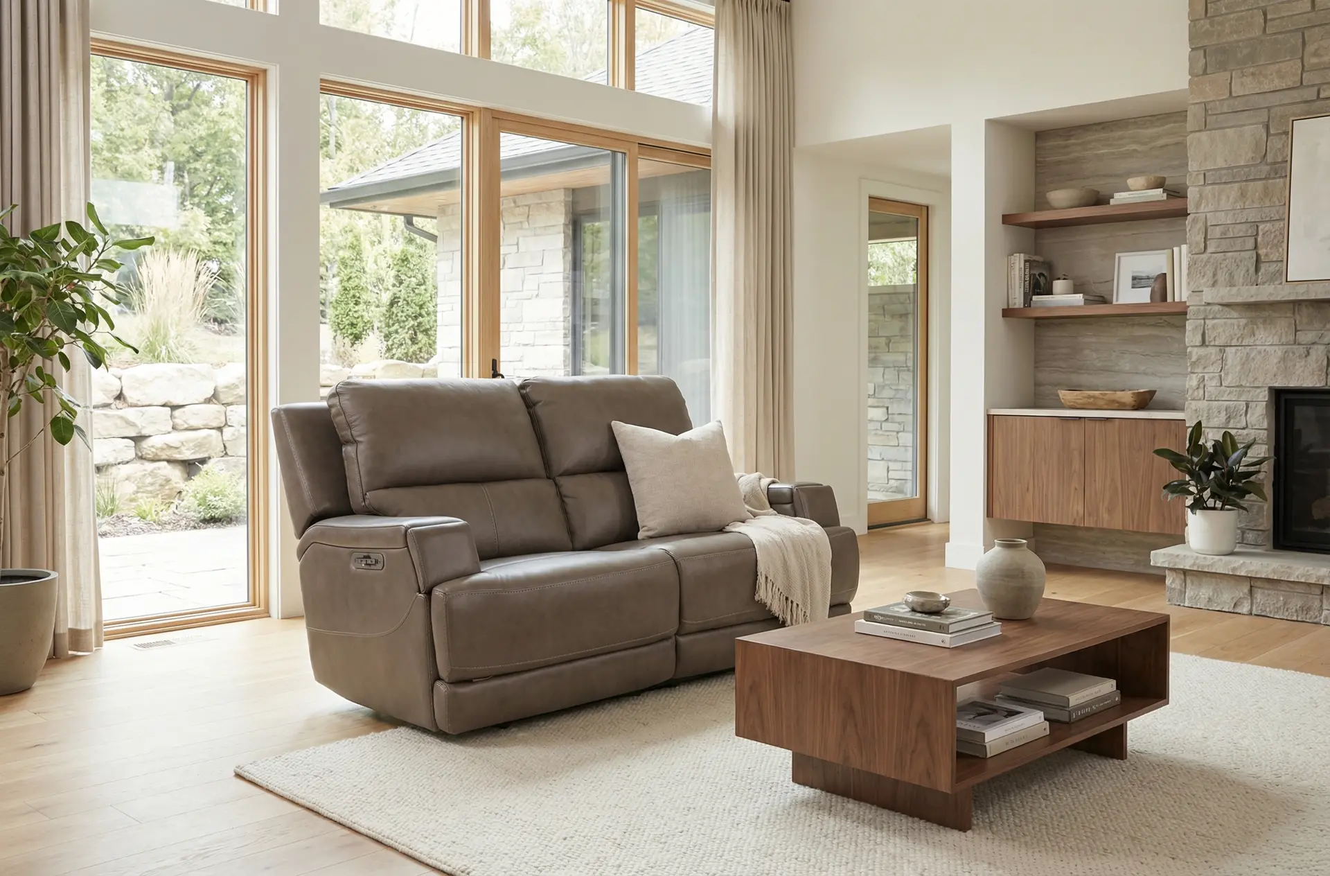 Rushton Lontra Brown Leather Power Reclining Loveseat-2
